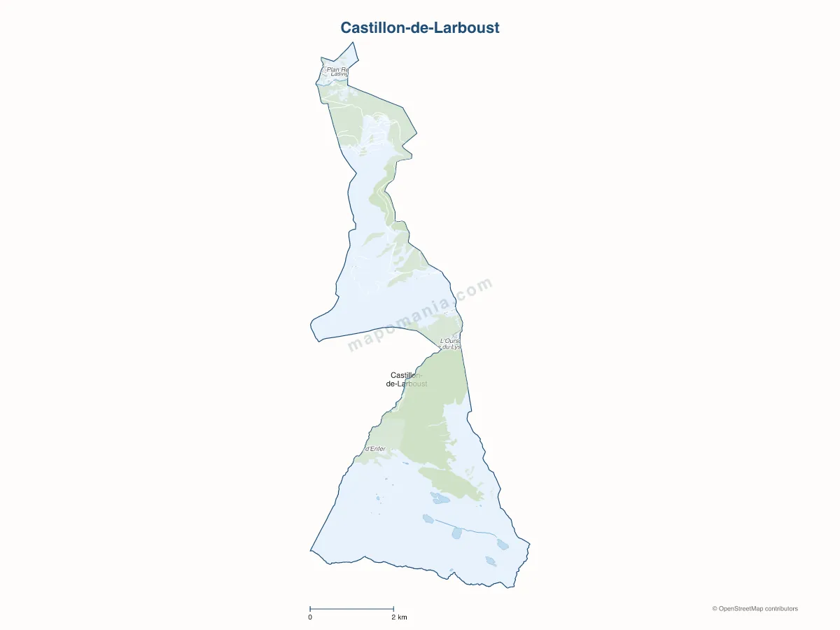 Carte de Castillon-de-Larboust à personnaliser