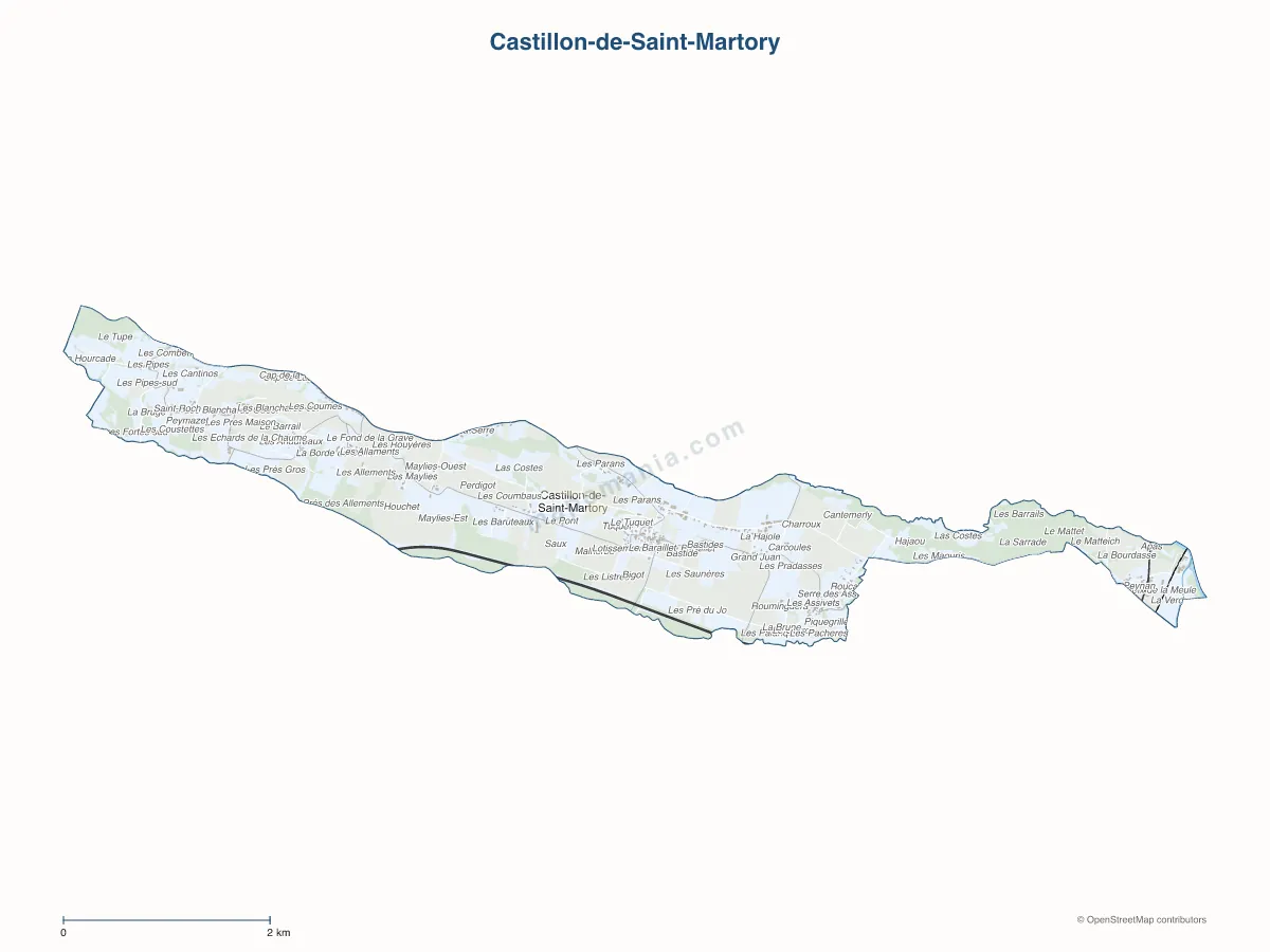 Carte de Castillon-de-Saint-Martory à personnaliser