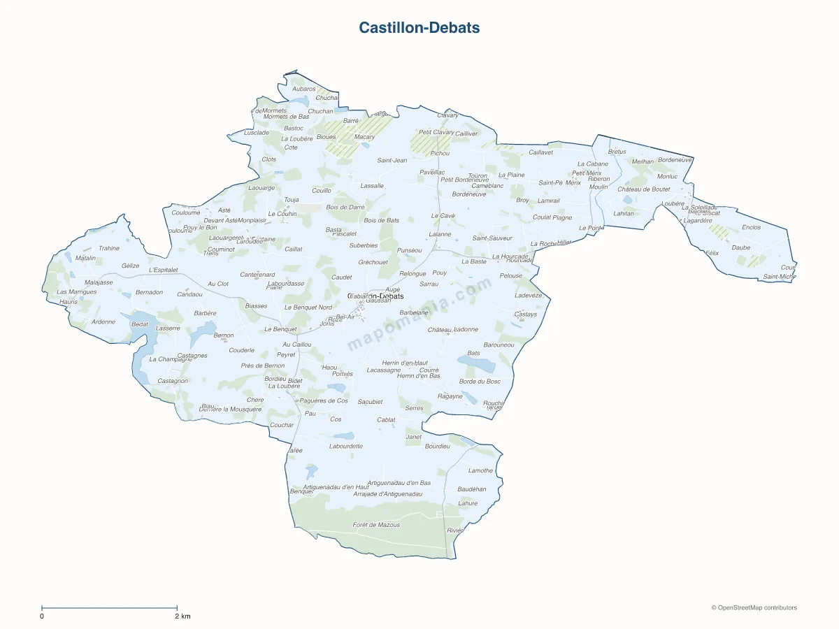Carte de Castillon-Debats à personnaliser