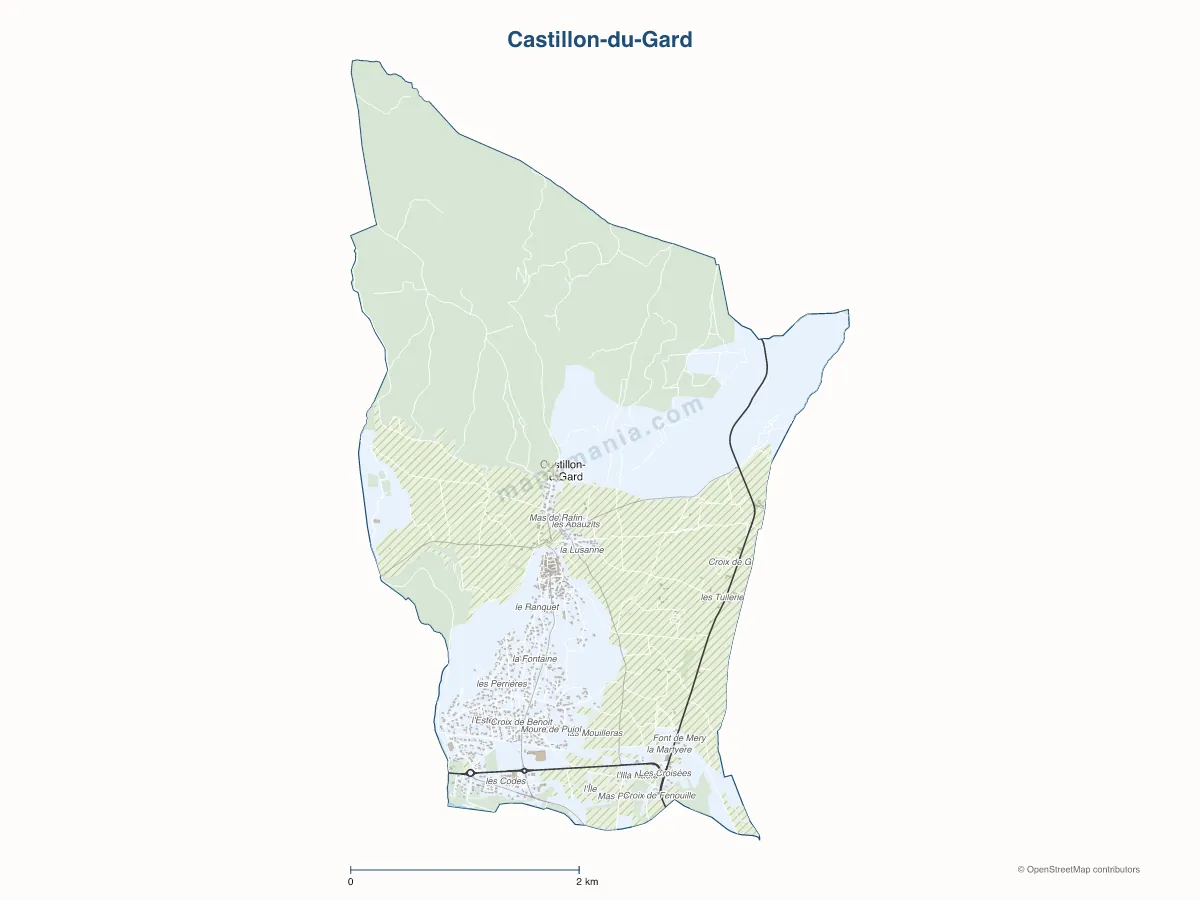 Carte de Castillon-du-Gard à personnaliser