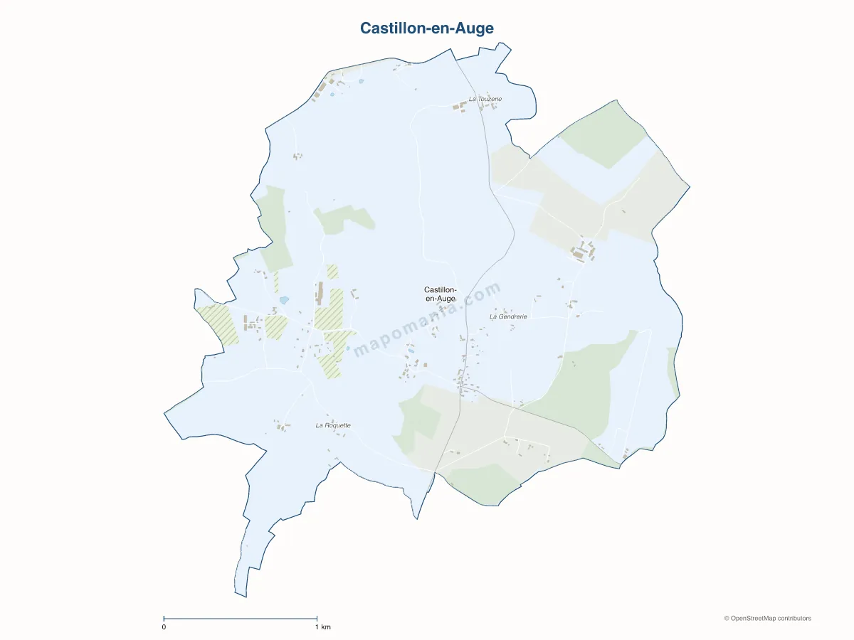 Carte de Castillon-en-Auge à personnaliser