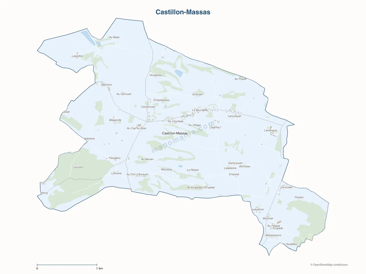 Carte de Castillon-Massas à personnaliser