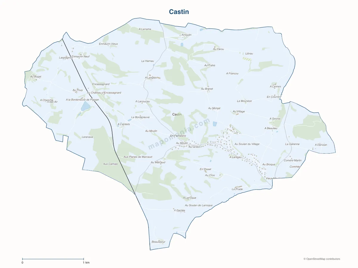 Carte de Castin à personnaliser