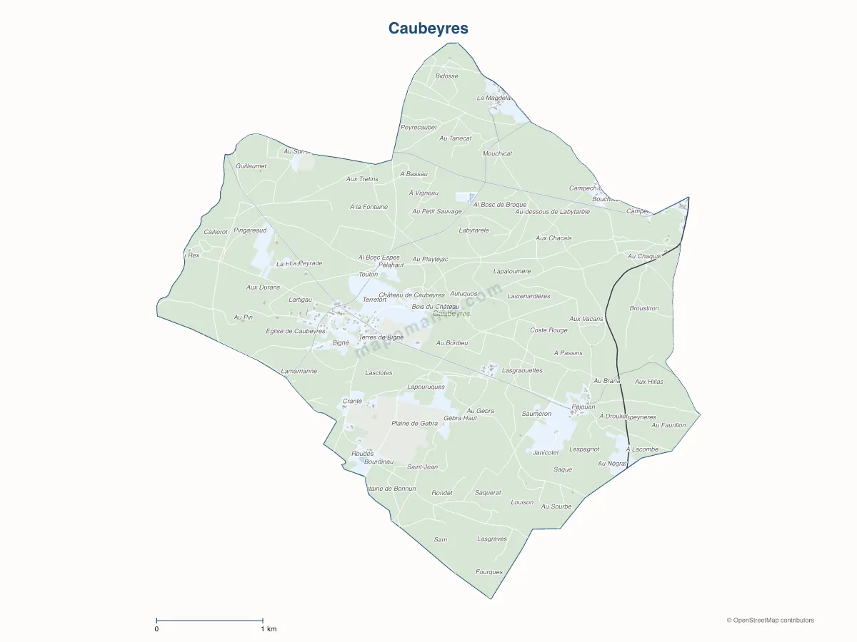 Carte de Caubeyres à personnaliser