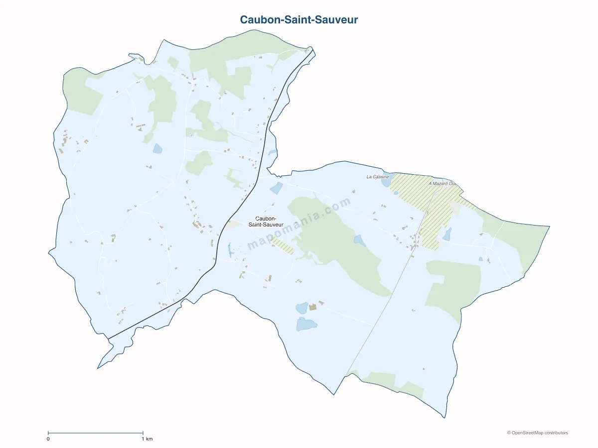 Carte de Caubon-Saint-Sauveur à personnaliser