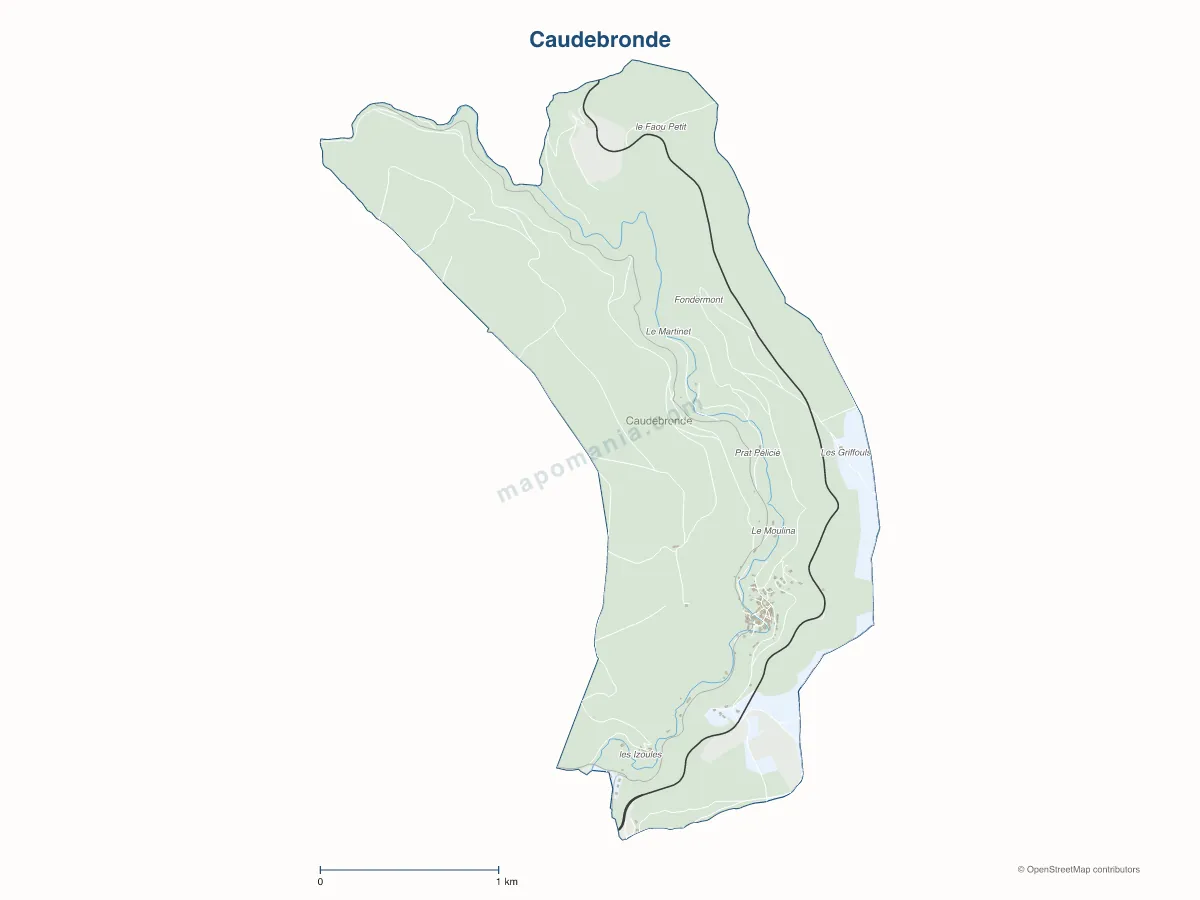 Carte de Caudebronde à personnaliser