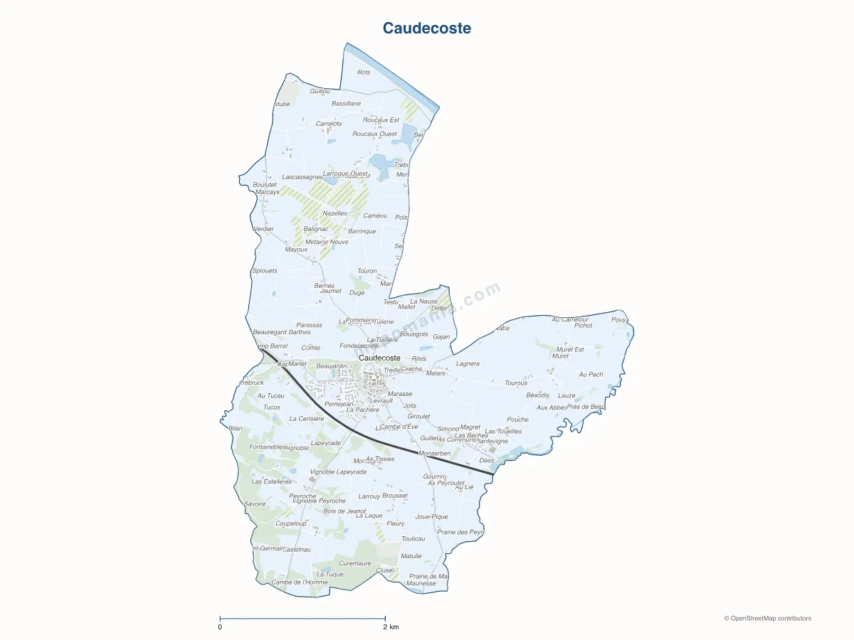 Carte de Caudecoste à personnaliser