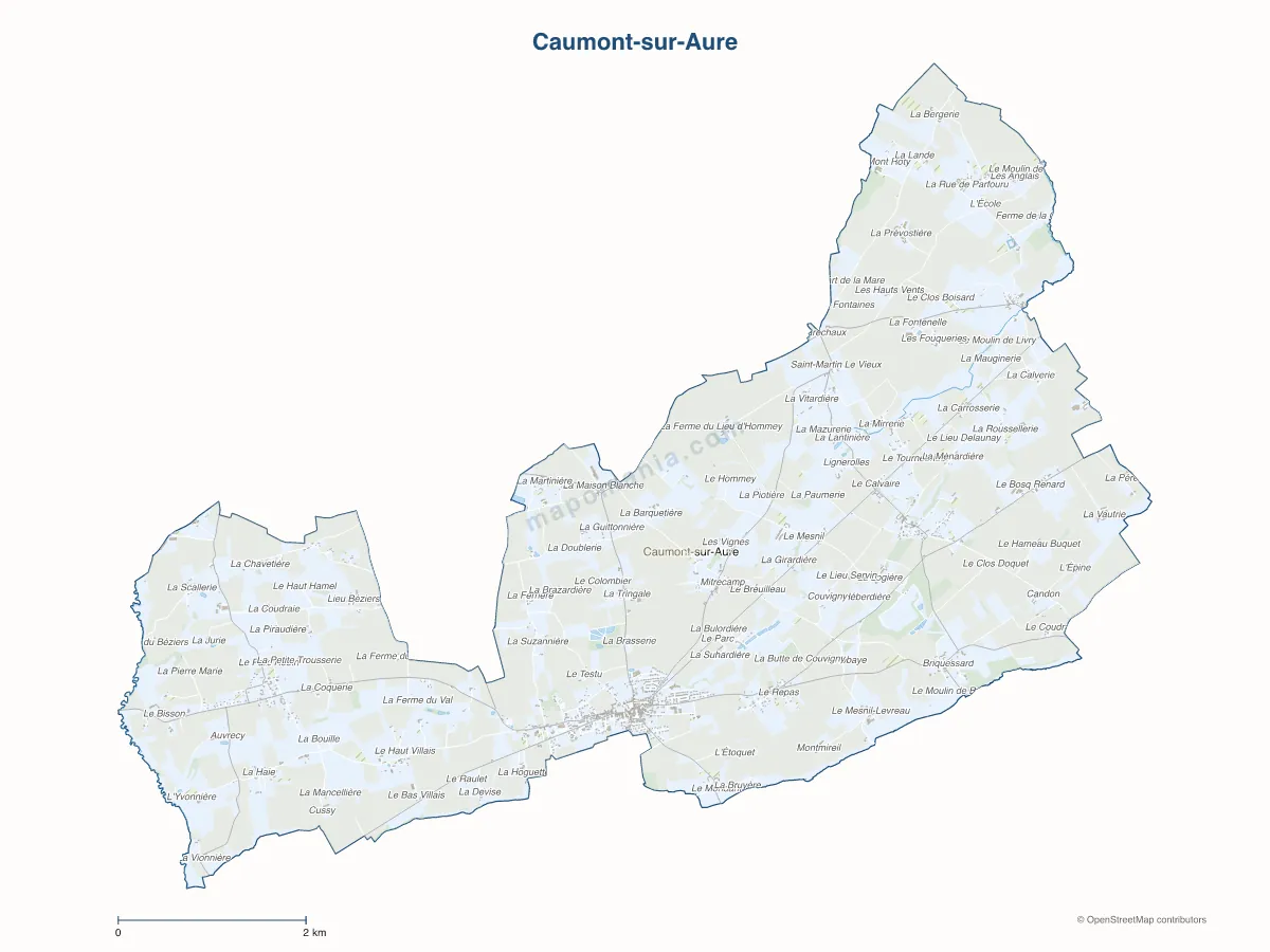 Carte de Caumont-sur-Aure à personnaliser