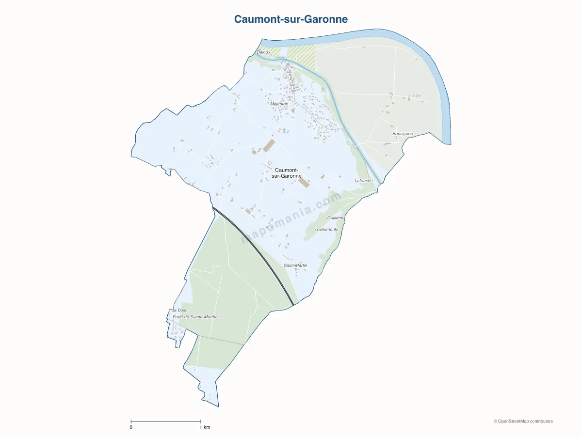 Carte de Caumont-sur-Garonne à personnaliser