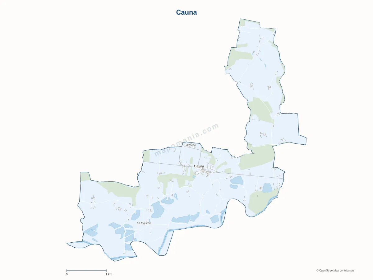 Carte de Cauna à personnaliser