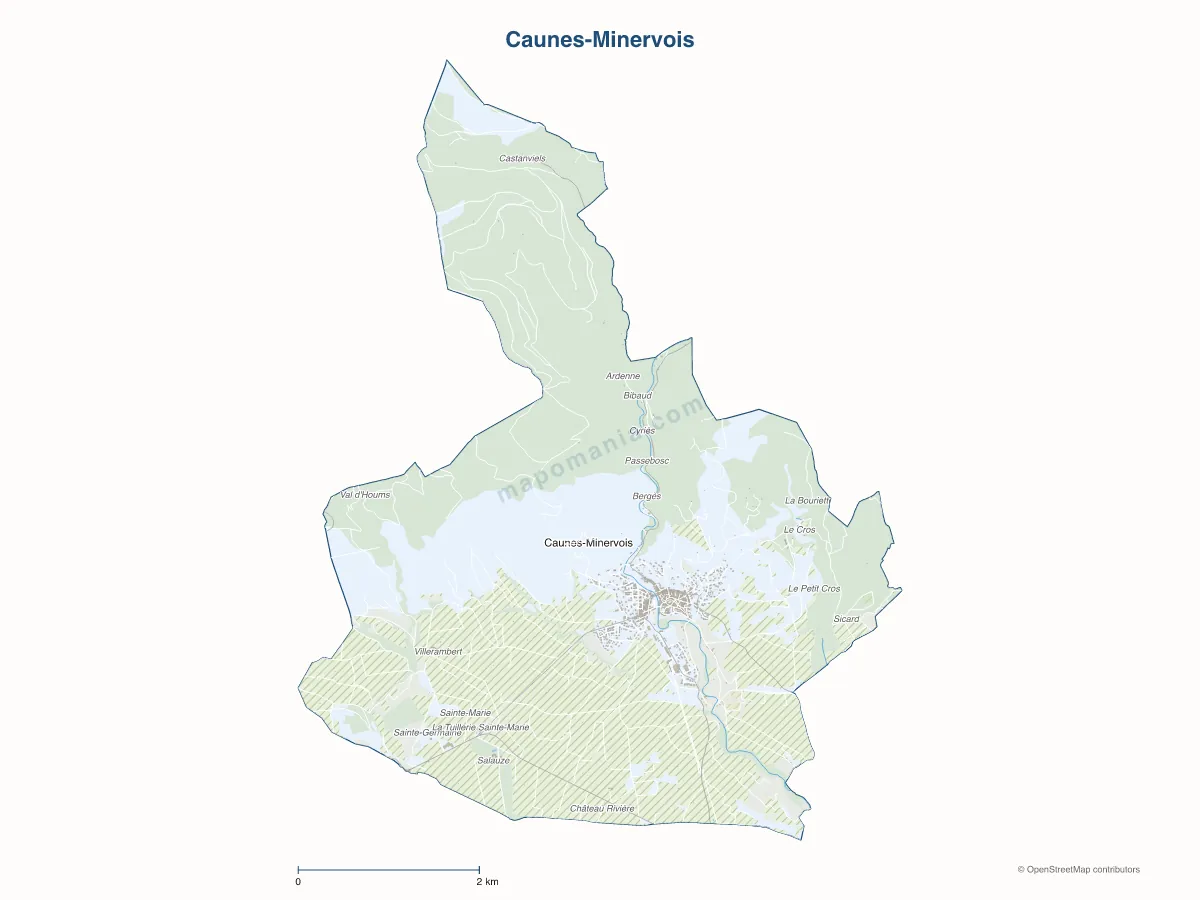 Carte de Caunes-Minervois à personnaliser