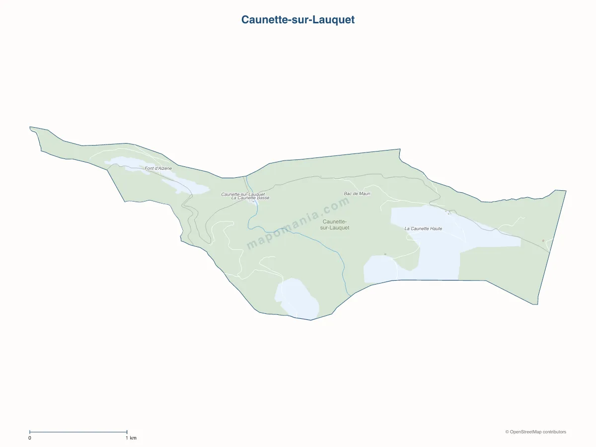Carte de Caunette-sur-Lauquet à personnaliser