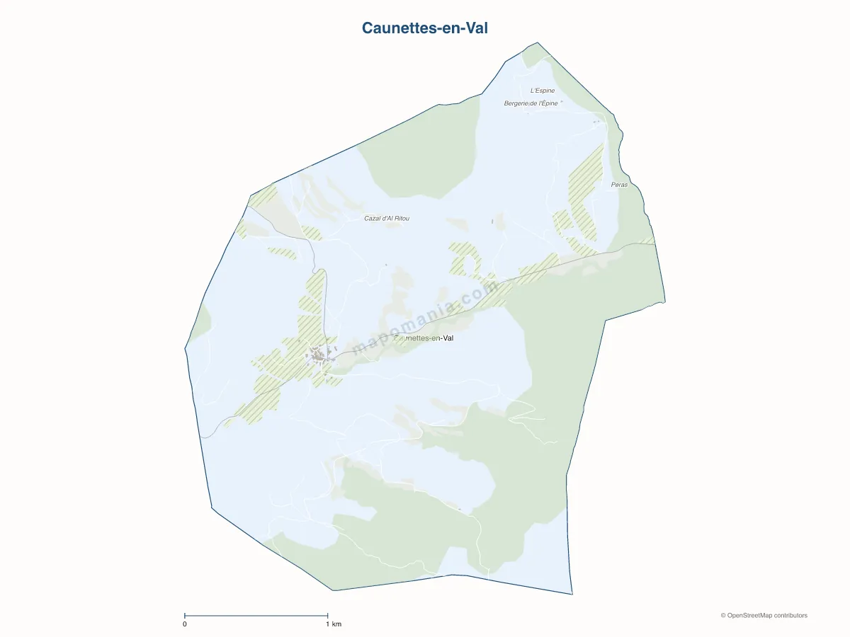 Carte de Caunettes-en-Val à personnaliser