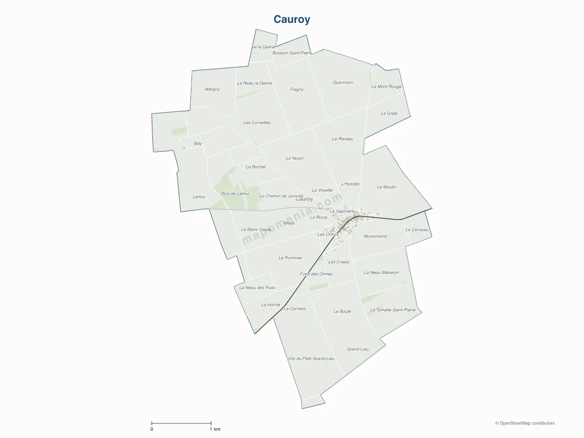 Carte de Cauroy à personnaliser