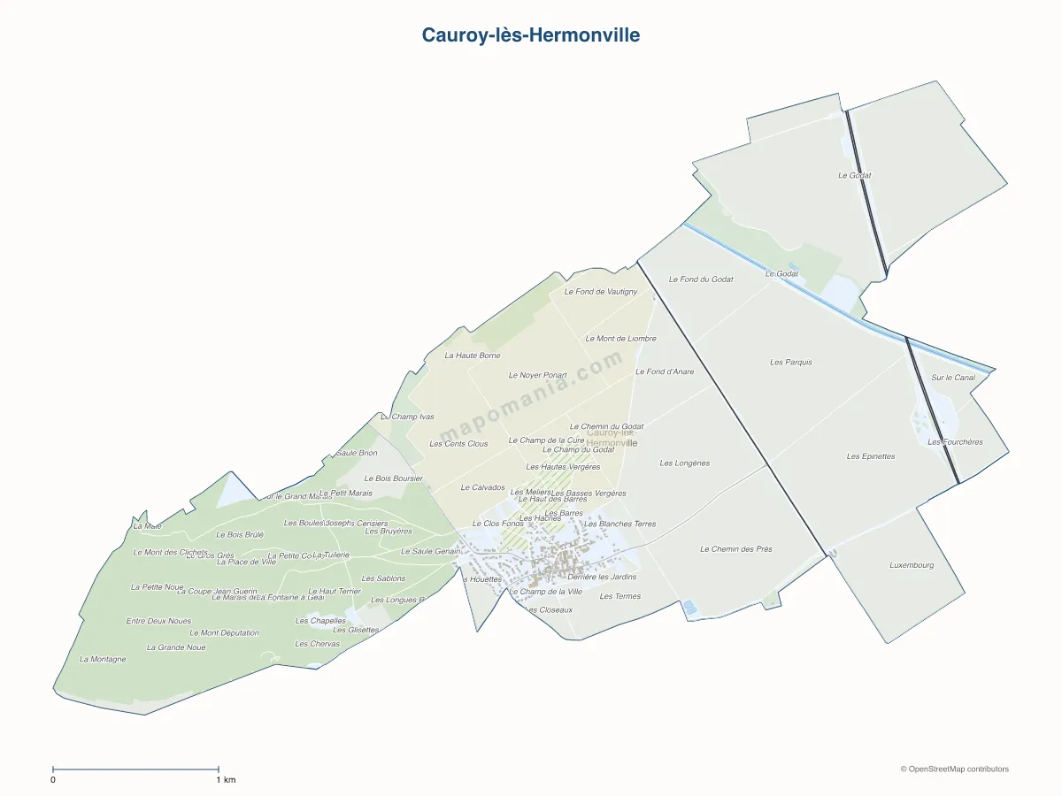 Carte de Cauroy-lès-Hermonville à personnaliser