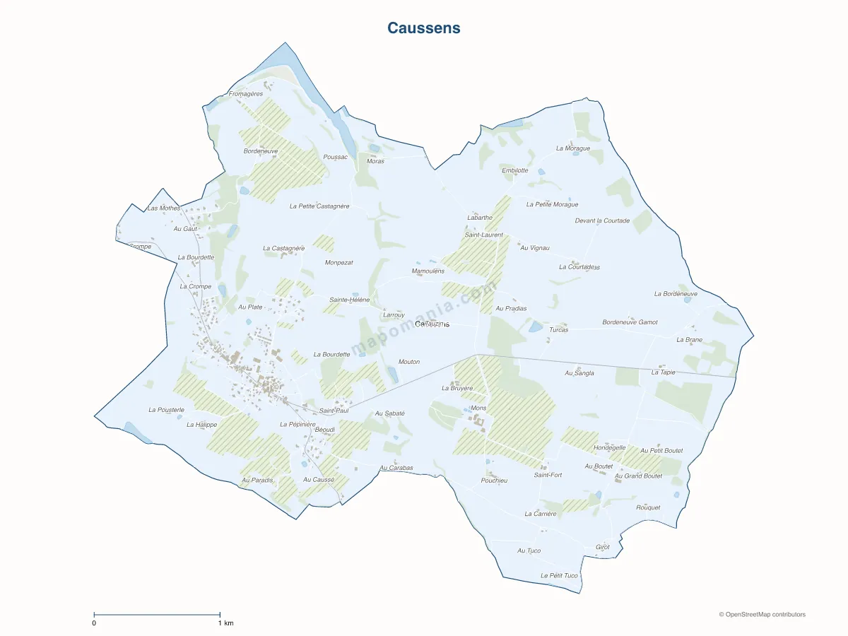 Carte de Caussens à personnaliser