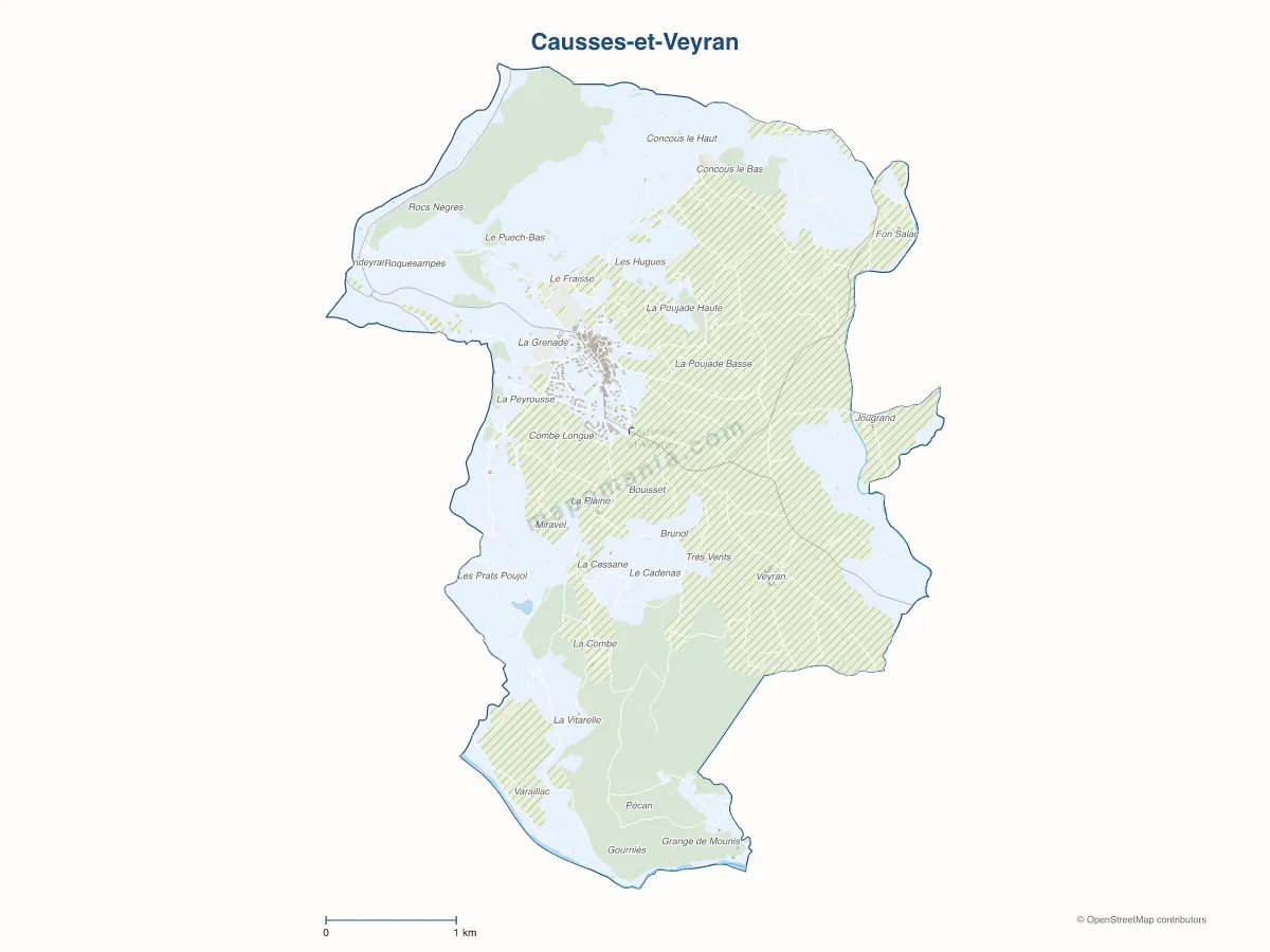 Carte de Causses-et-Veyran à personnaliser