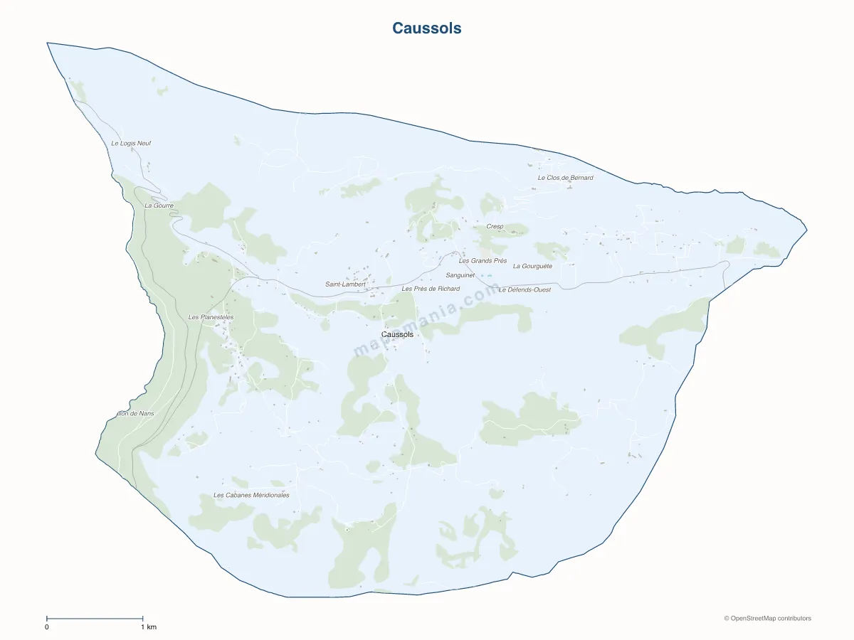 Carte de Caussols à personnaliser