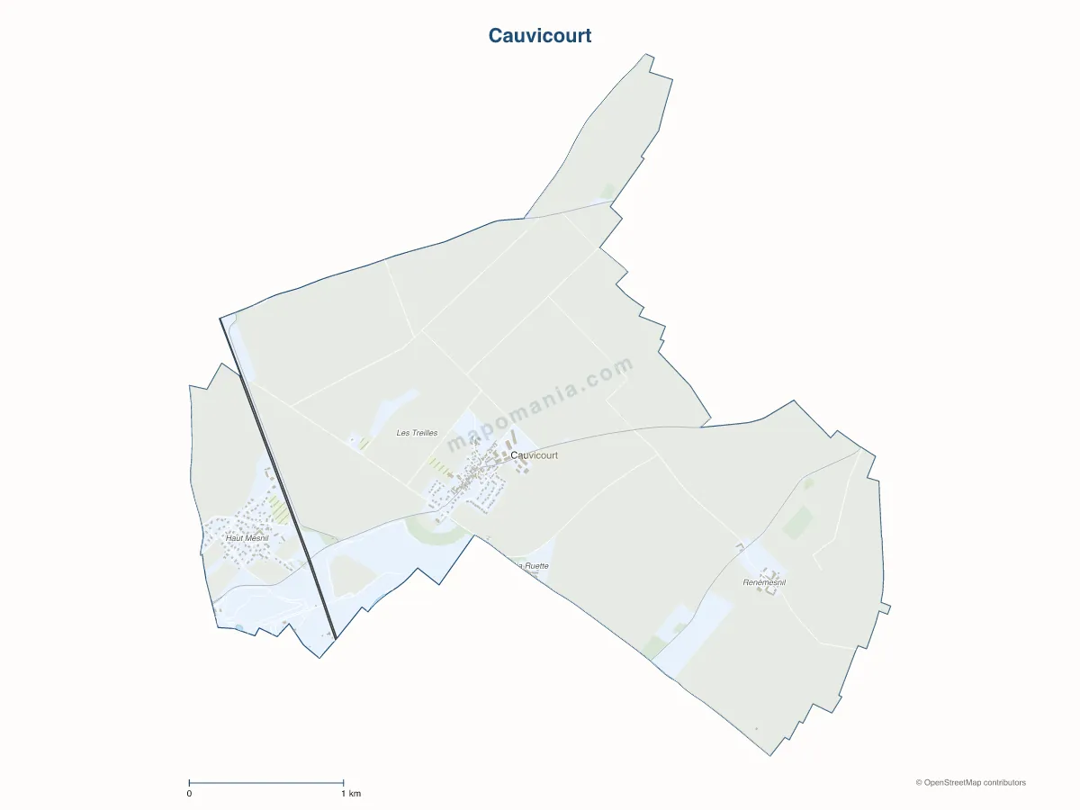 Carte de Cauvicourt à personnaliser