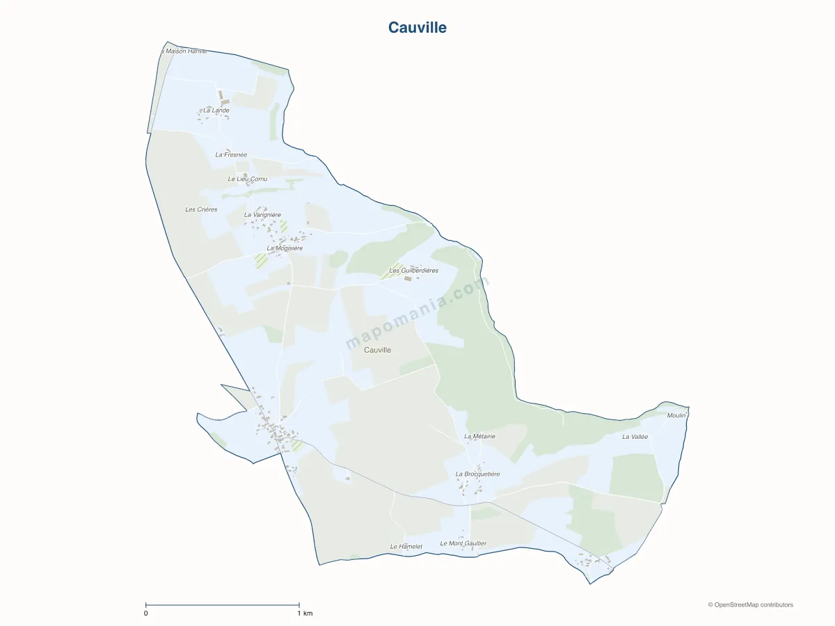 Carte de Cauville à personnaliser