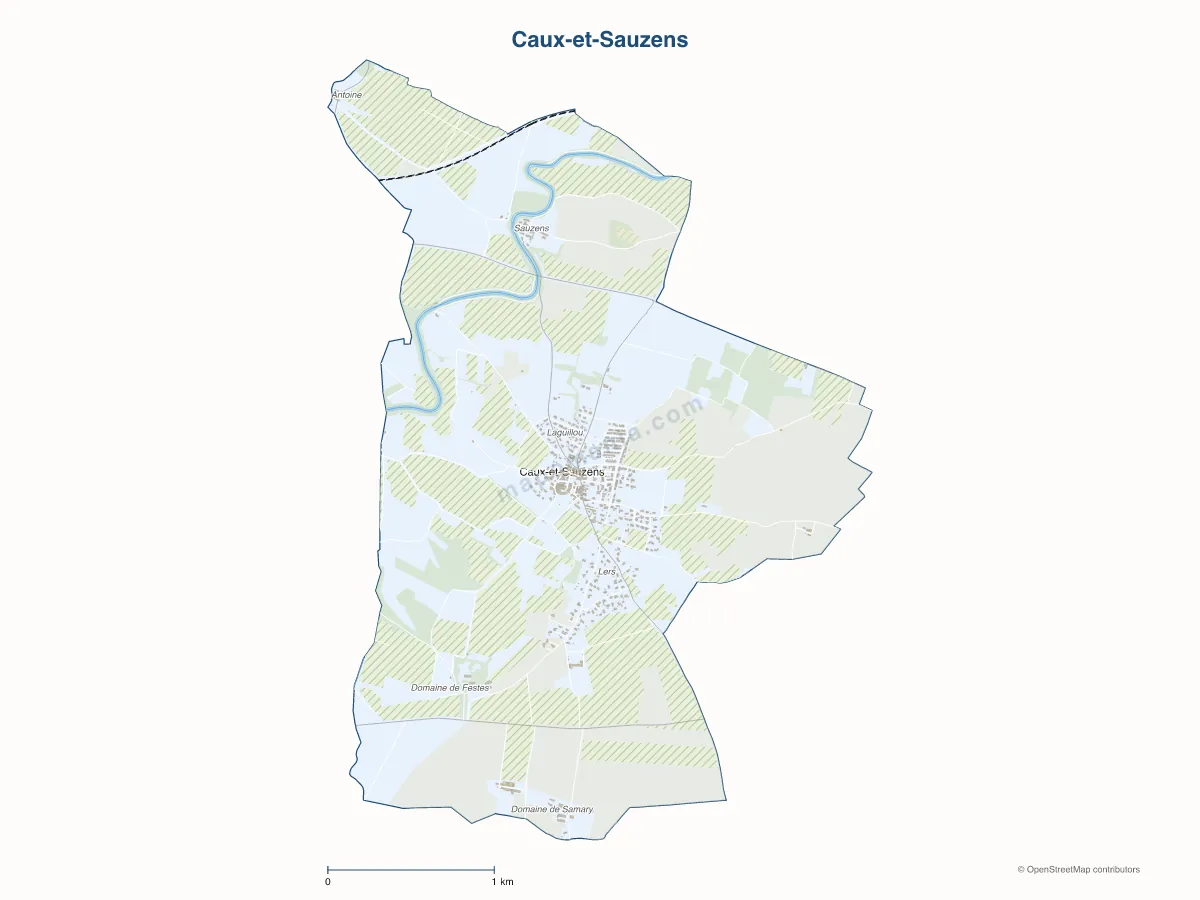 Carte de Caux-et-Sauzens à personnaliser