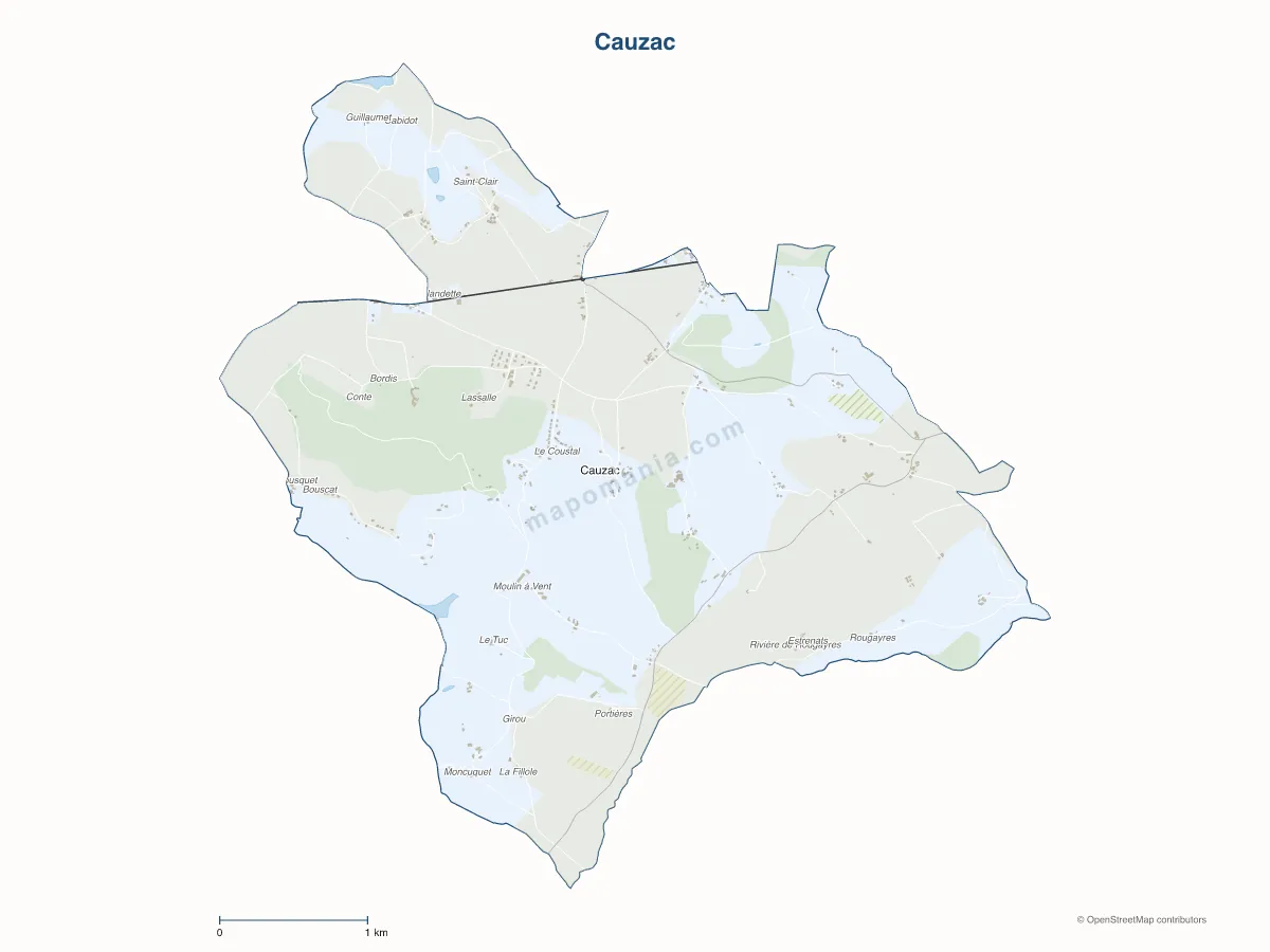 Carte de Cauzac à personnaliser