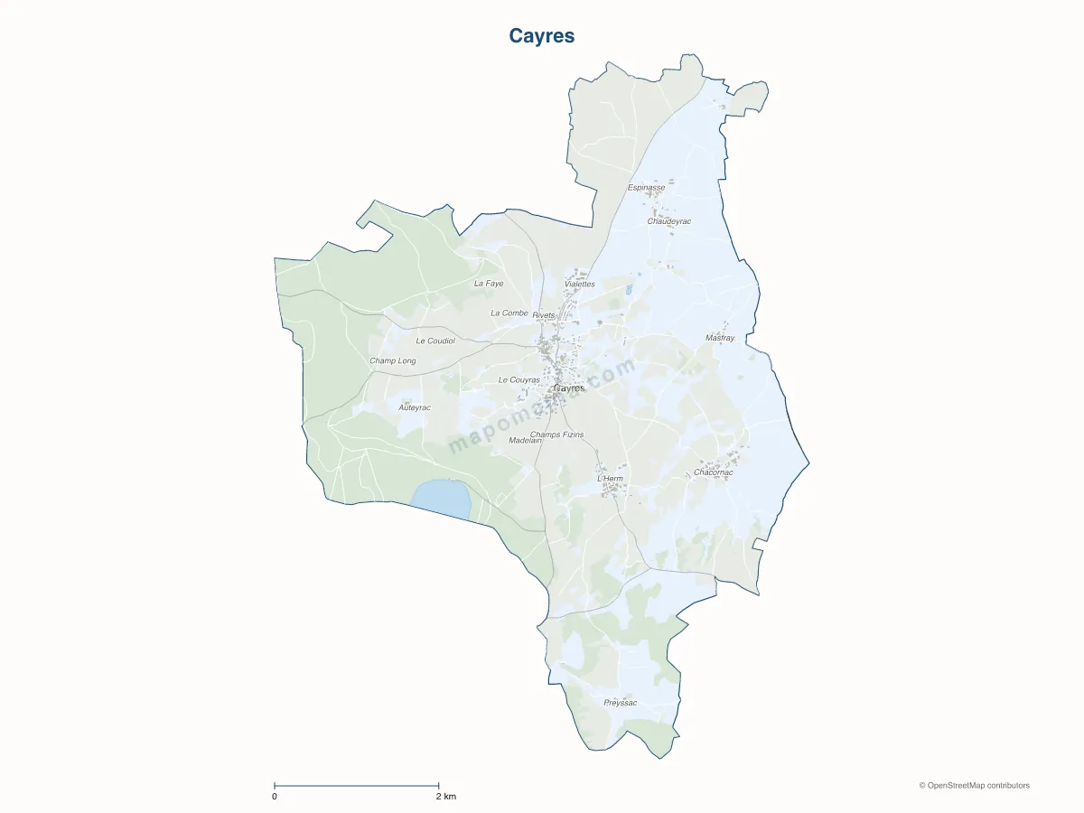 Carte de Cayres à personnaliser