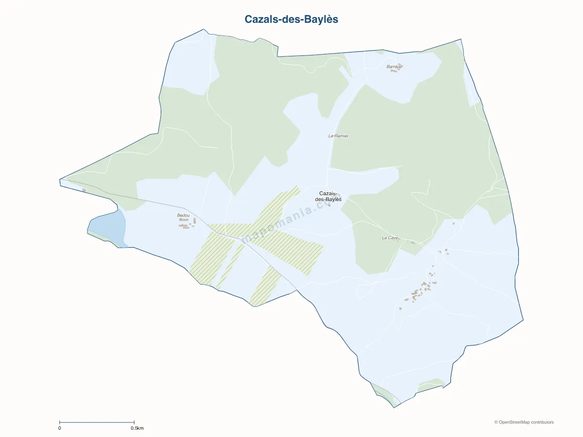 Carte de Cazals-des-Baylès à personnaliser