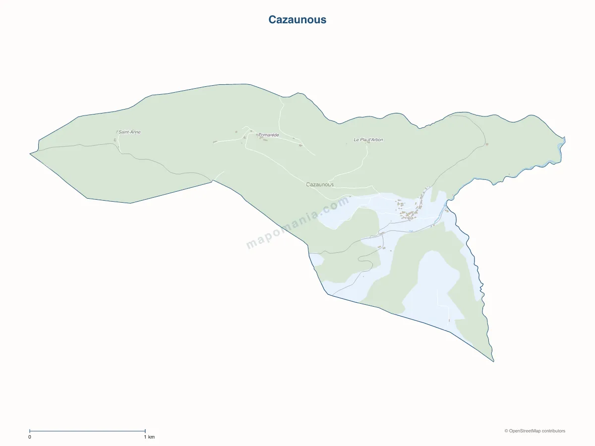 Carte de Cazaunous à personnaliser