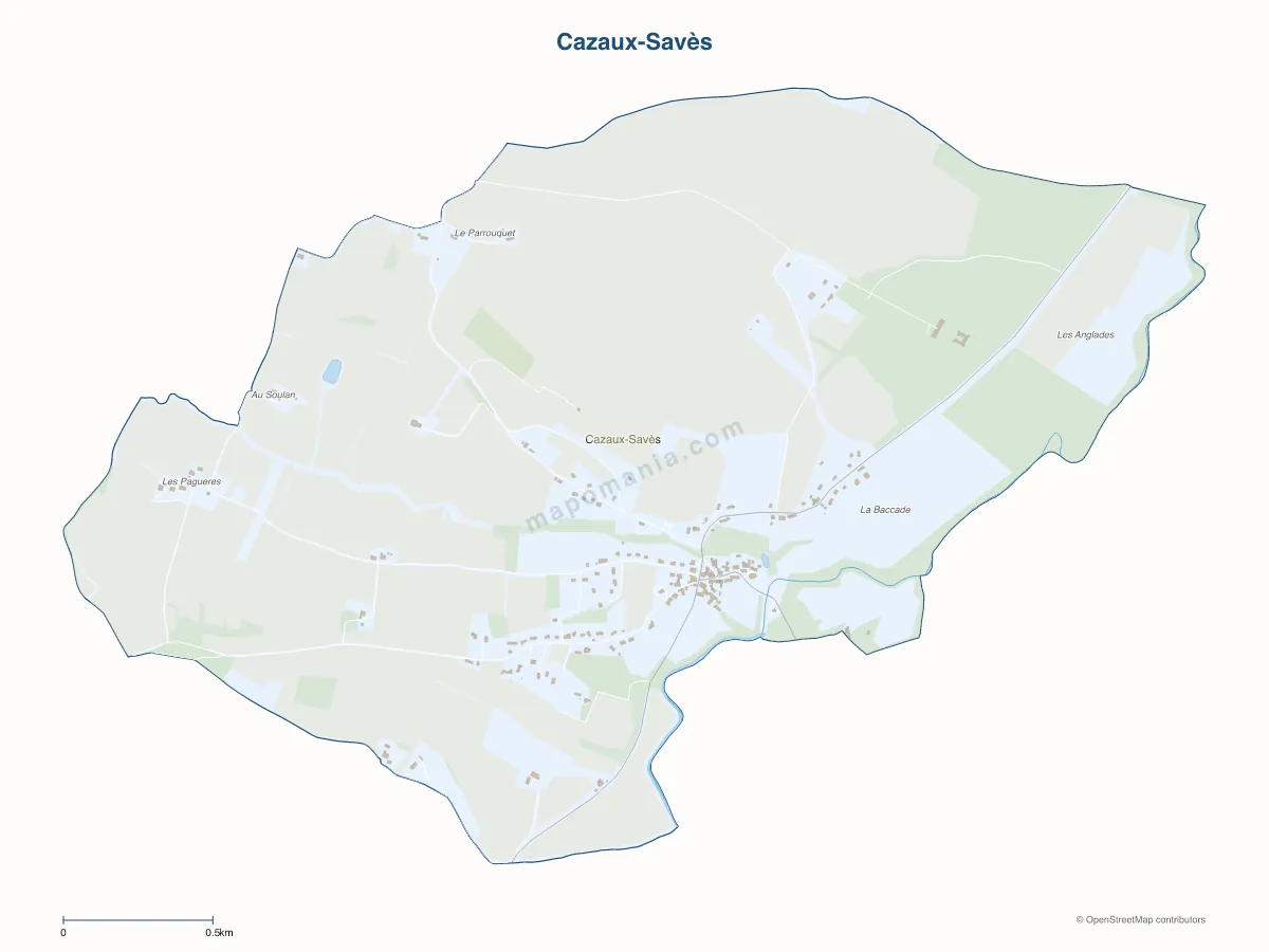 Carte de Cazaux-Savès à personnaliser