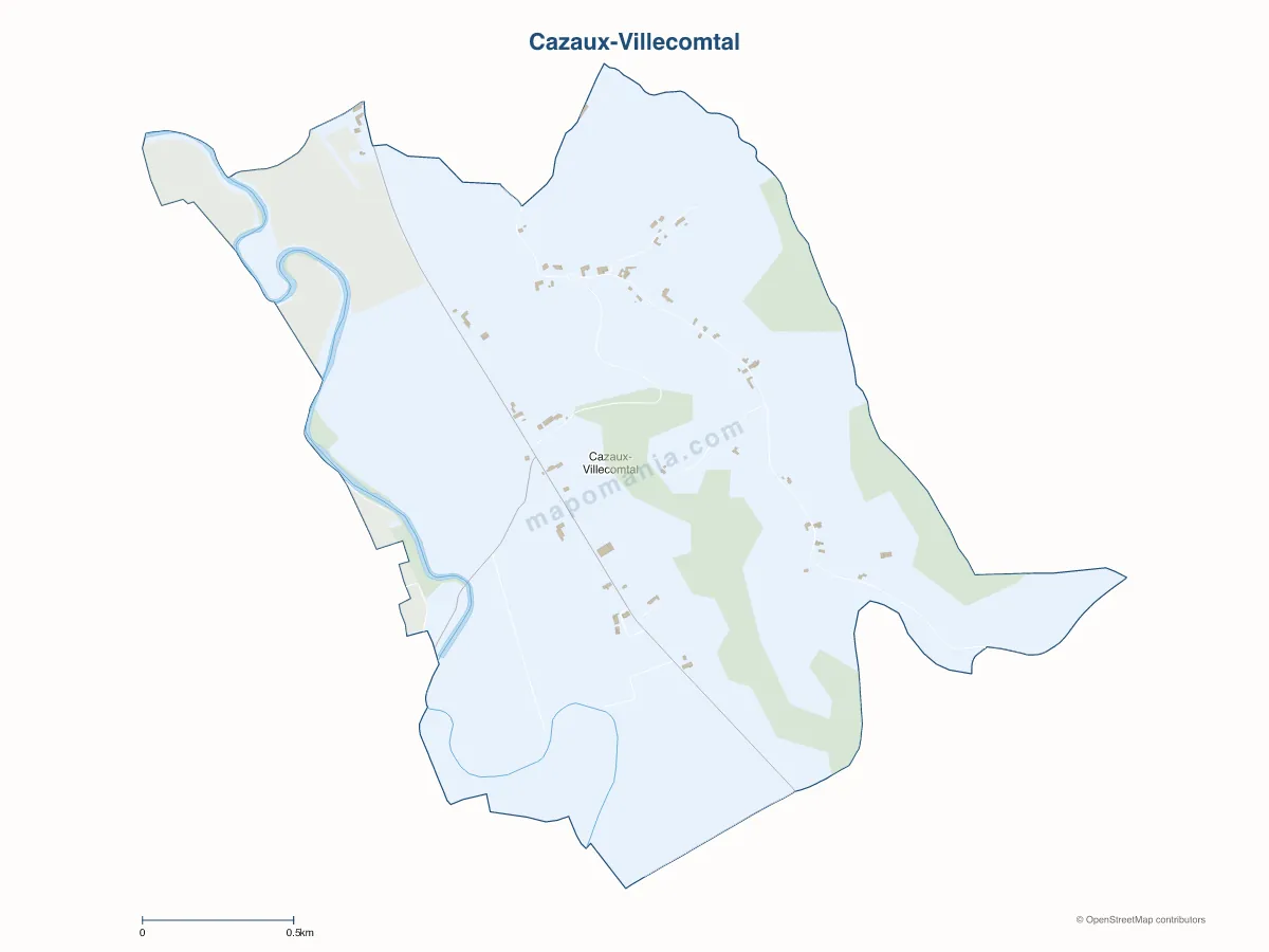 Carte de Cazaux-Villecomtal à personnaliser