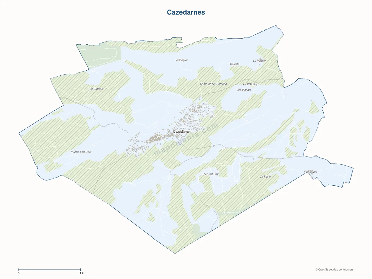 Carte de Cazedarnes à personnaliser