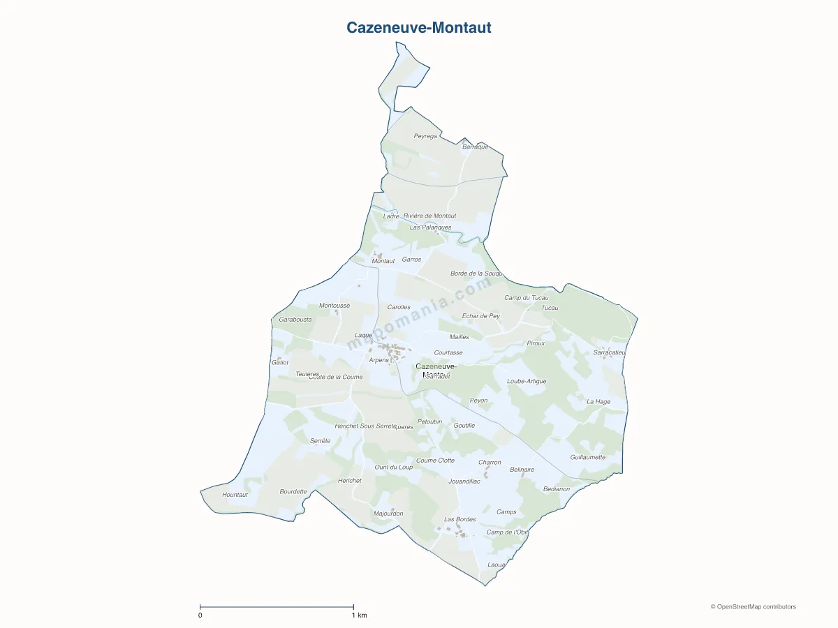 Carte de Cazeneuve-Montaut à personnaliser