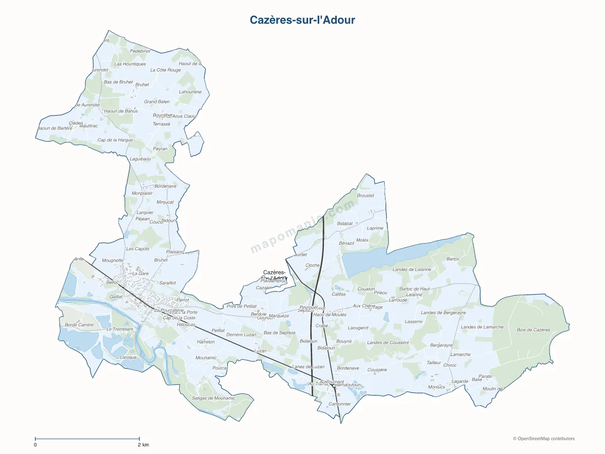 Carte de Cazères-sur-l'Adour à personnaliser
