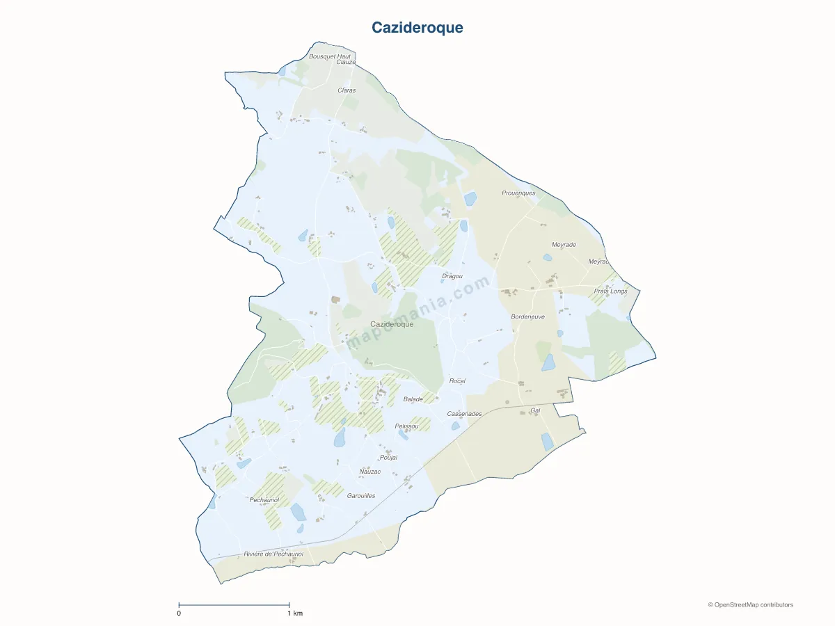 Carte de Cazideroque à personnaliser