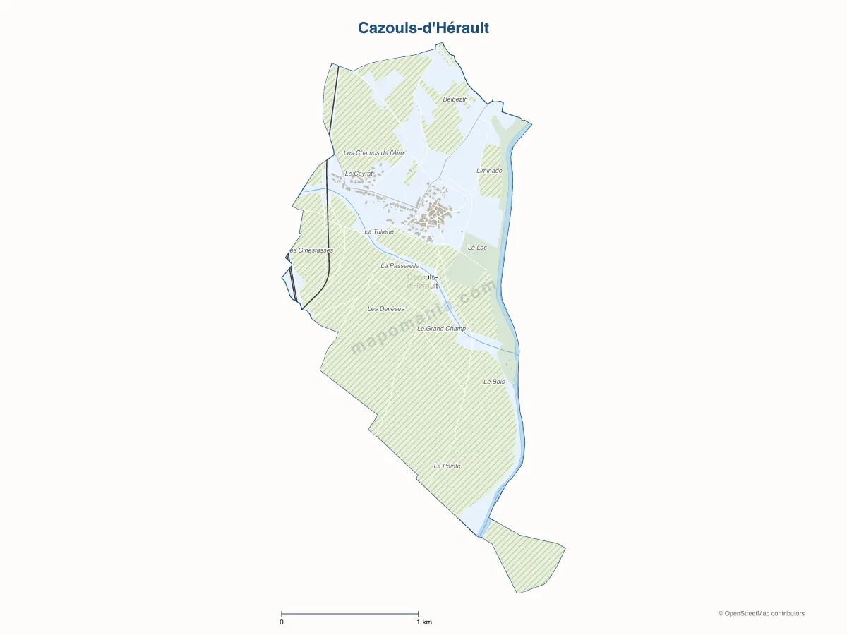 Carte de Cazouls-d'Hérault à personnaliser