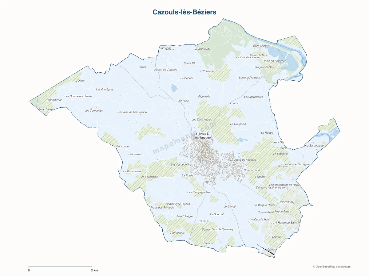 Carte de Cazouls-lès-Béziers à personnaliser