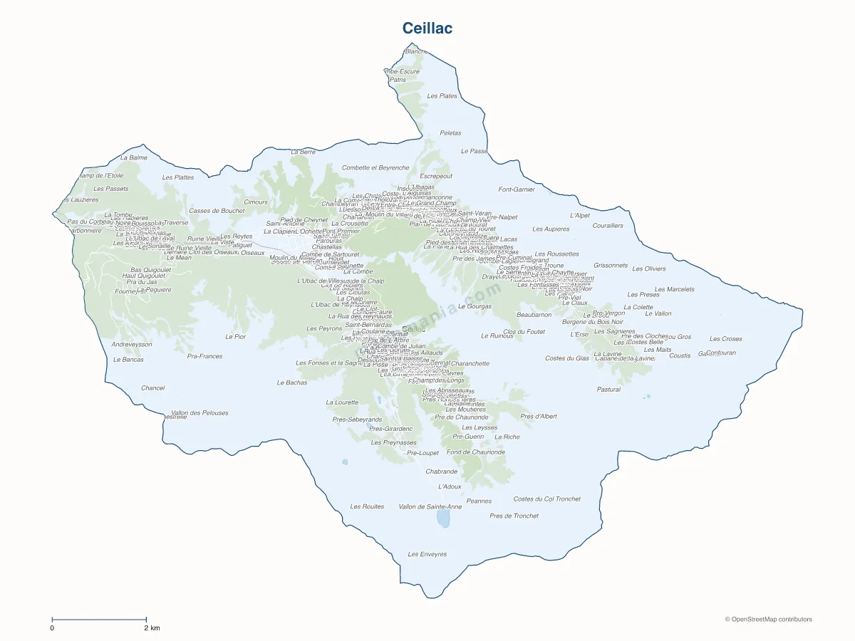 Carte de Ceillac à personnaliser