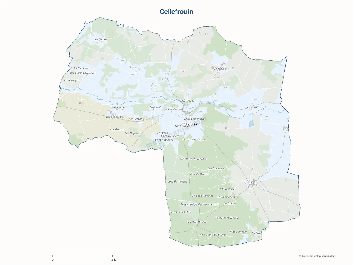Carte de Cellefrouin à personnaliser