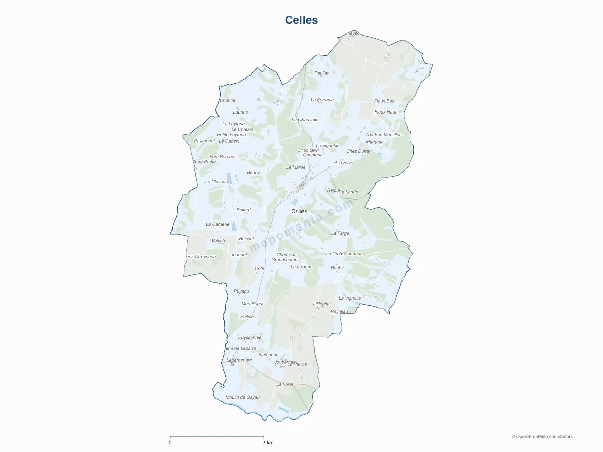 Carte de Celles à personnaliser