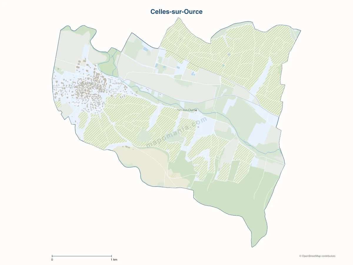 Carte de Celles-sur-Ource à personnaliser