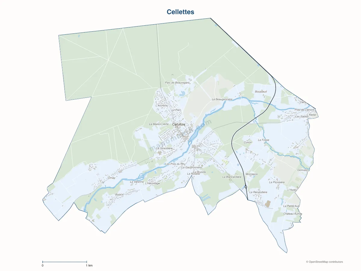 Carte de Cellettes à personnaliser