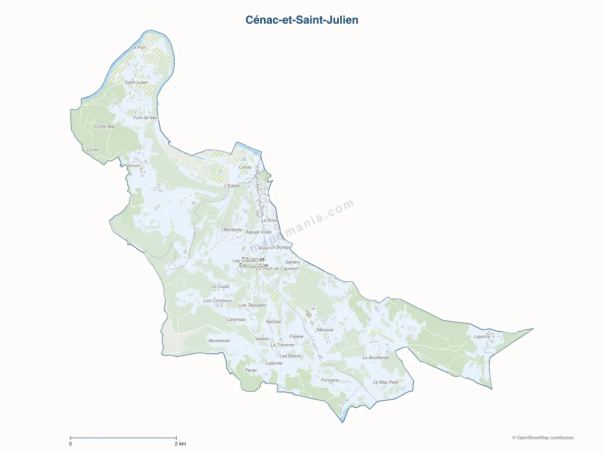 Carte de Cénac-et-Saint-Julien à personnaliser