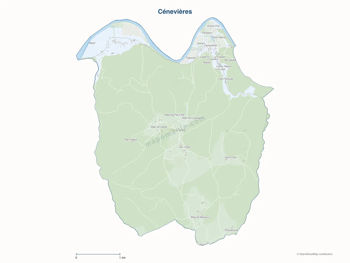 Carte de Cénevières à personnaliser