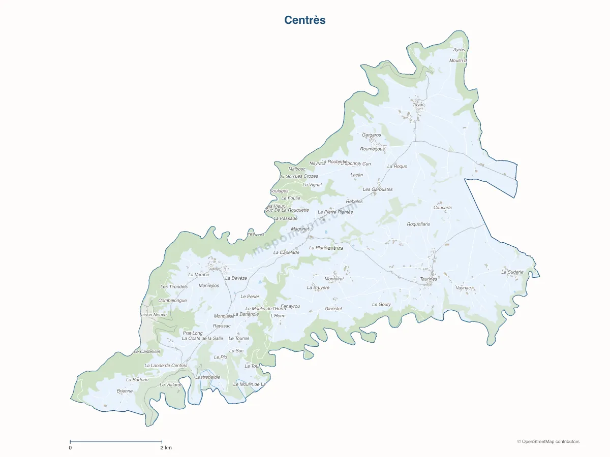 Carte de Centrès à personnaliser