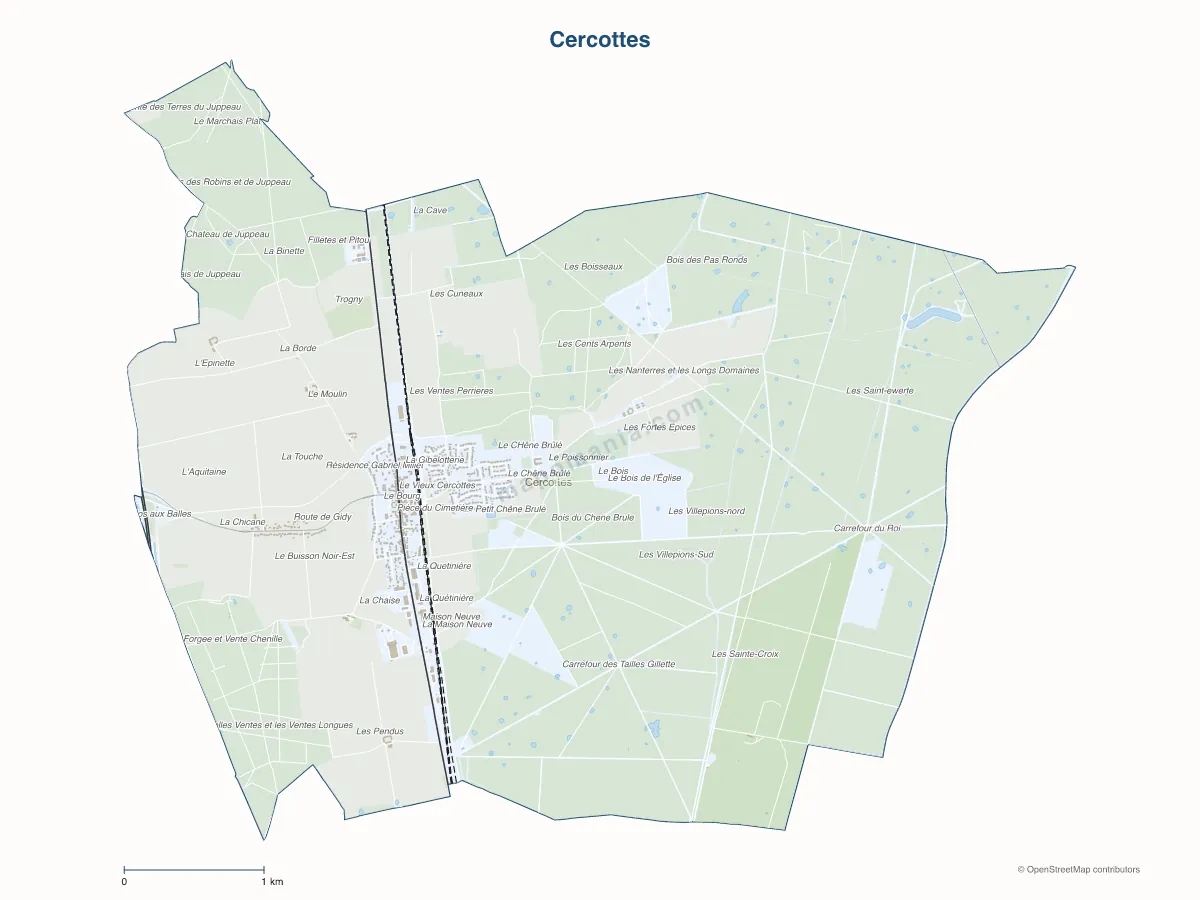 Carte de Cercottes à personnaliser