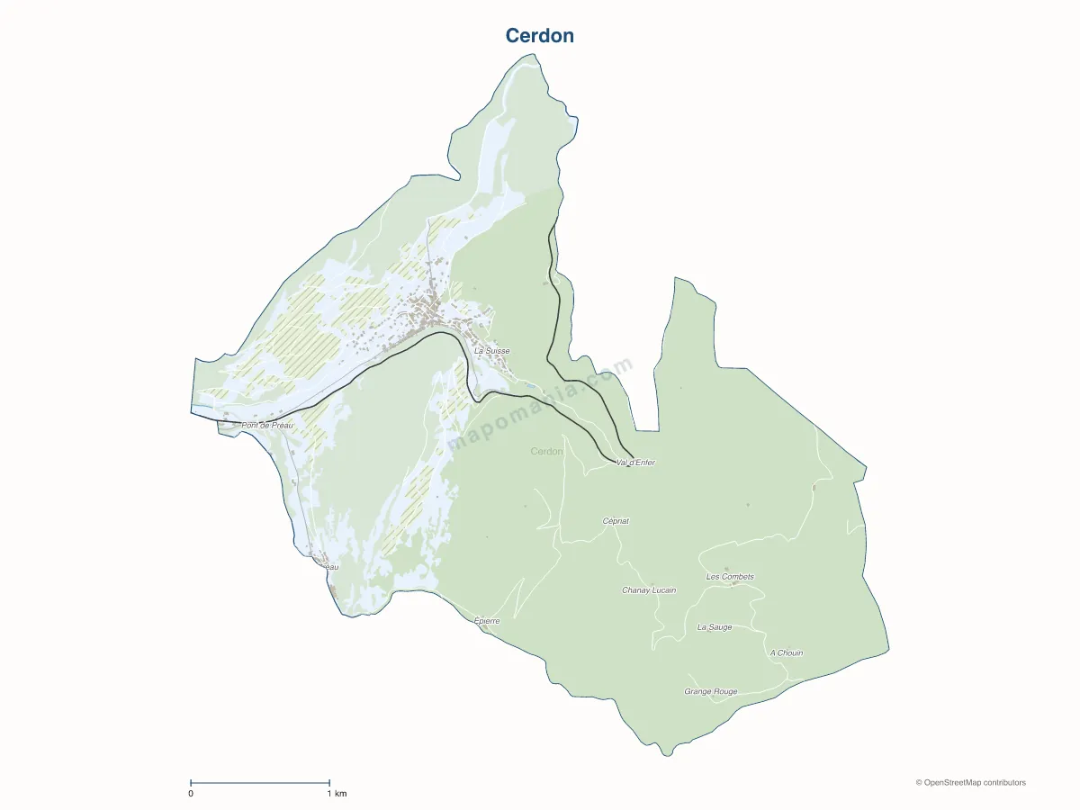 Carte de Cerdon à personnaliser