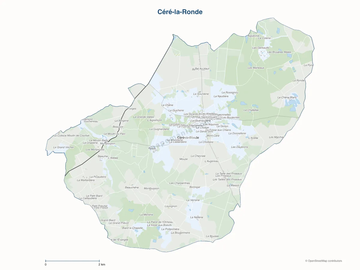 Carte de Céré-la-Ronde à personnaliser