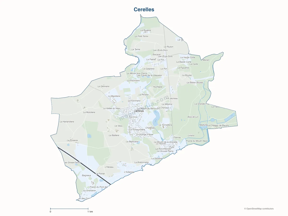 Carte de Cerelles à personnaliser