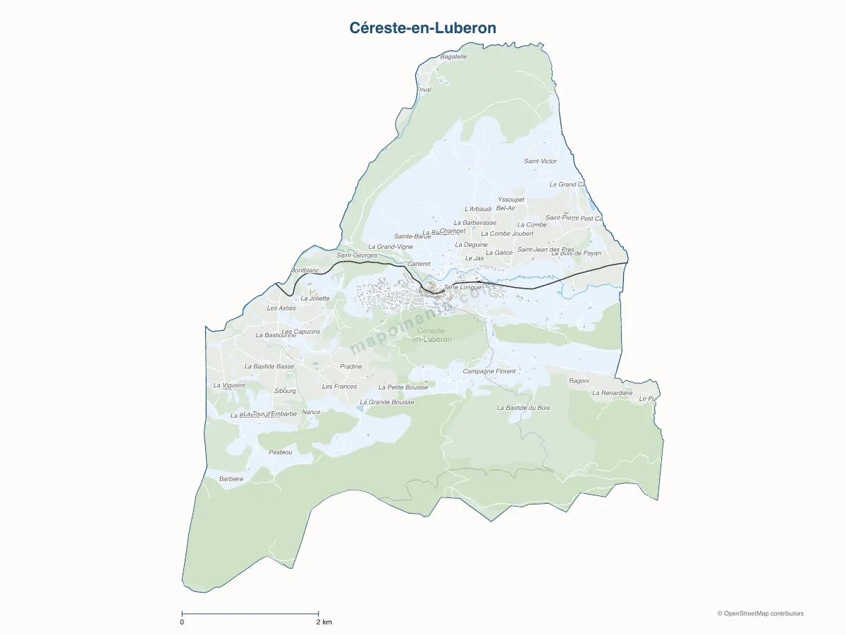 Carte de Céreste-en-Luberon à personnaliser